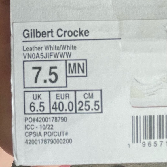 Gilbert Crocke Vans Leather White/White Sneakers size 7.5 in Men’s - Picture 5 of 5